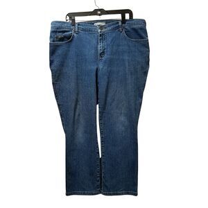 Lee Relaxed Straight Leg at the Waist Blue Stretch Denim Jeans 18 Petite